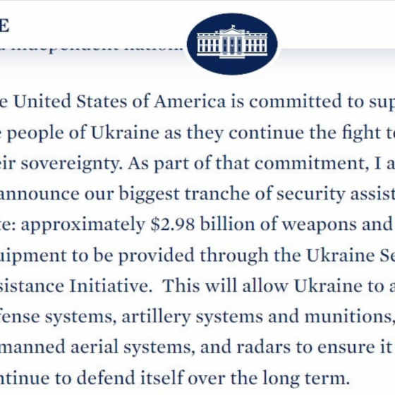 Joe Biden Approved a $2.98 Bln Tranche of Security Assistance