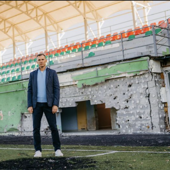 Shevchenko Reconstructs the Destroyed Stadium in Irpin