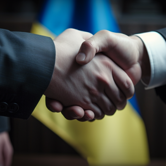 How can international businesses establish partnerships with local companies to take advantage of market opportunities in Ukraine?