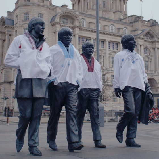 “Beatles” in Liverpool Dressed Ukrainian Vyshyvankas