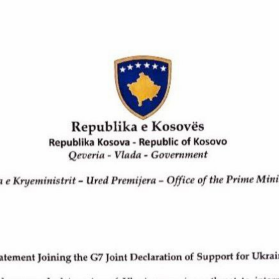Kosovo Joined G7’s Declaration on the Security of Ukraine 