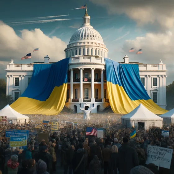 A 150 kg Ukrainian Flag Unfurled Near the White House