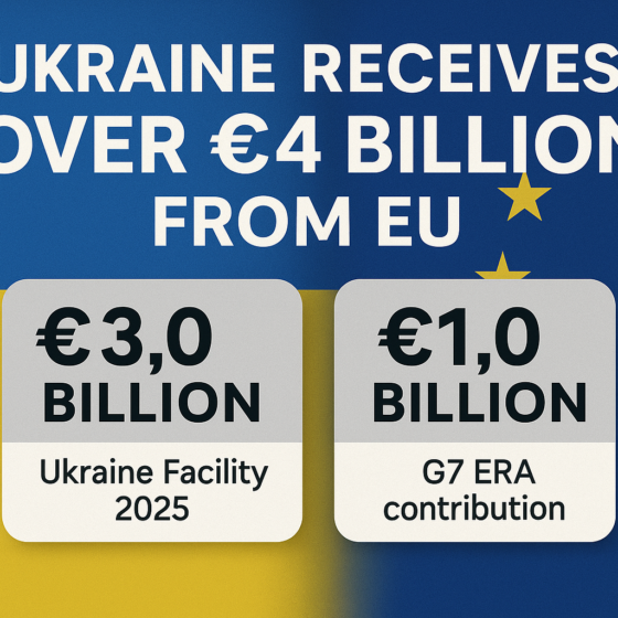 Ukraine Receives Over €4 Billion from the EU: Support Secured Through Ukraine Facility and Frozen Russian Assets