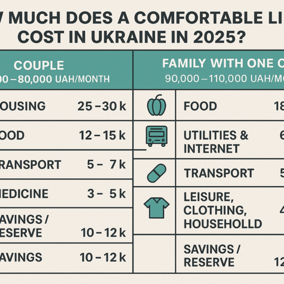 How Much Does a Comfortable Life Cost in Ukraine in 2025: Expert Calculation