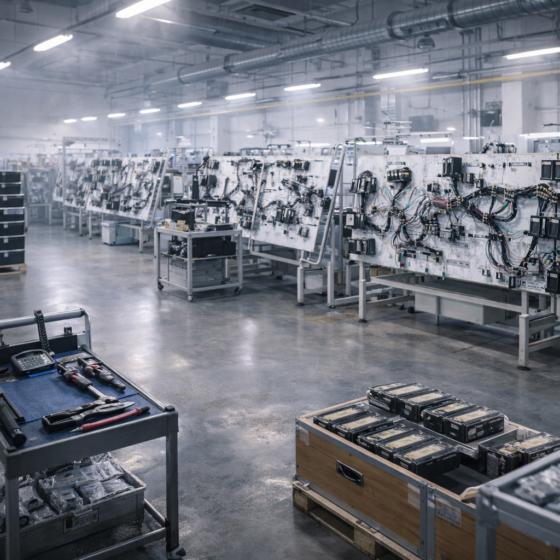 Automotive electronics manufacturing line in Ukraine, no text