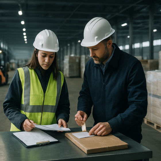 Inventory verification and compliance control at a Ukrainian warehouse, no text