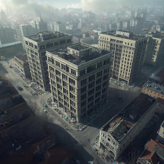 Insurance specialists in a Kyiv office reviewing documents and property damage photos related to war-risk coverage