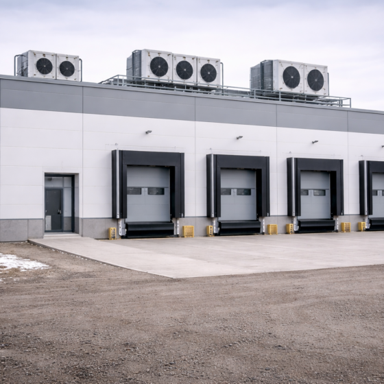 Construction of a modern cold storage warehouse for vegetables and fruit in Ukraine, dry ground, no text
