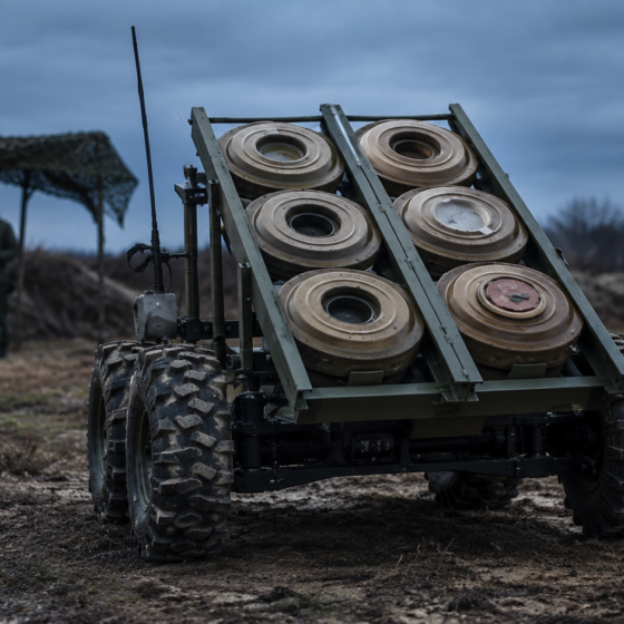 HIMLI-R uses a ground robot platform for remote mine-laying missions